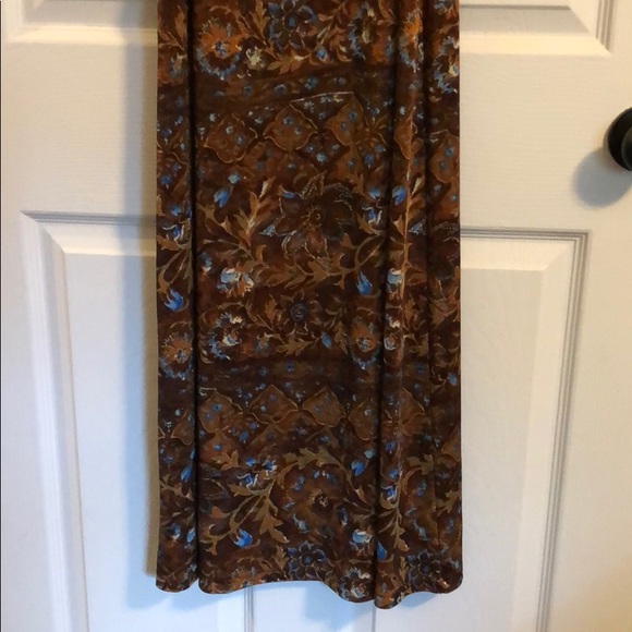 Brown summer dress w blue pops of color size L - Picture 5 of 5